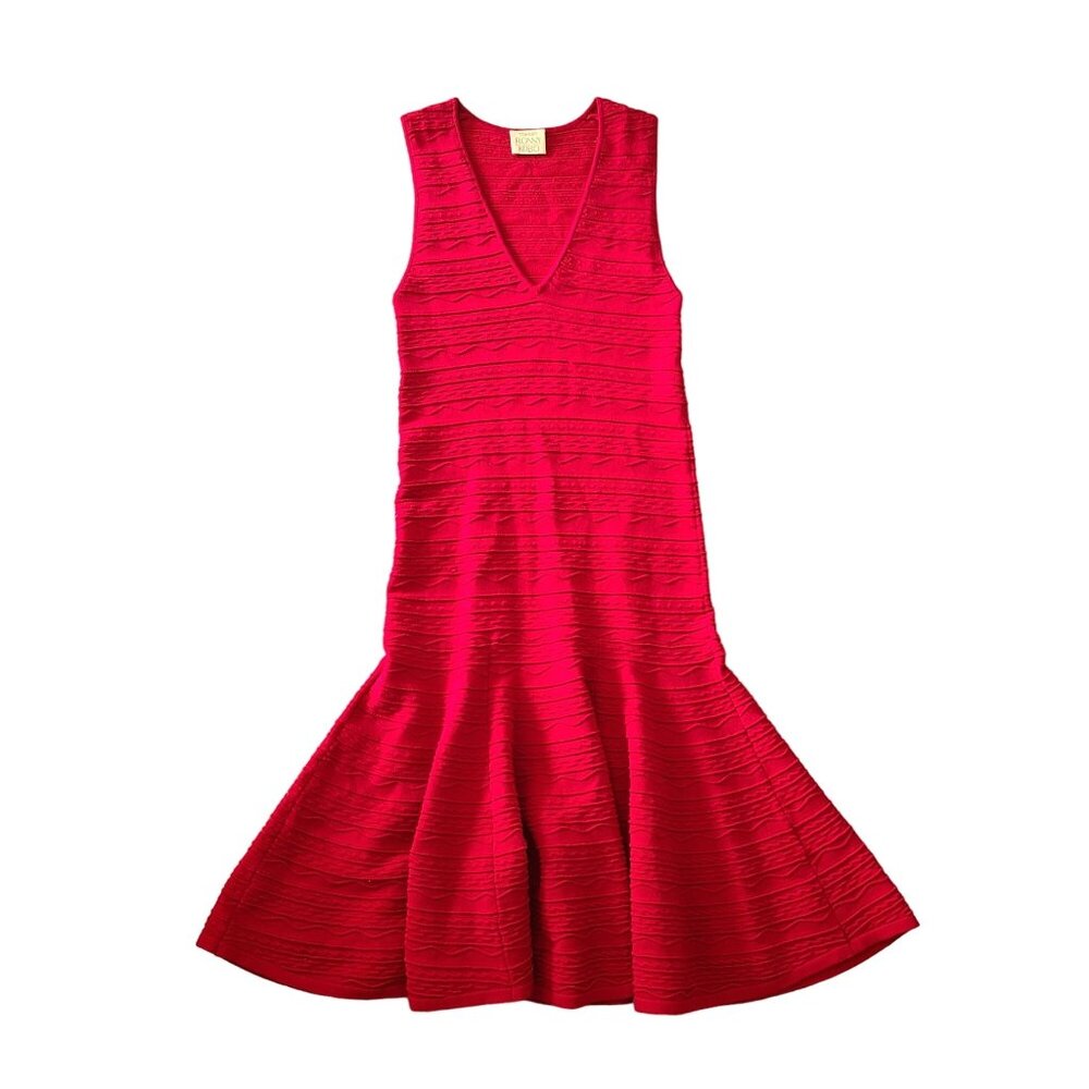 Torn Ronny Kobo US Women's Size S Knit V-Neck Sleeveless Fit Flare Dress Red